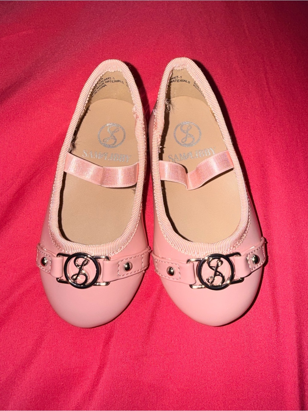 Sam & Libby Girls Blush Pink Slip-On Ballet Flats with Metallic Emblem